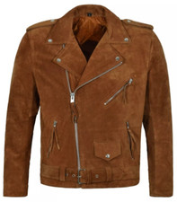 Nouveau Veste En Daim Brun Pour Homme Veste De Motard Veste De Café Racer