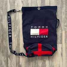 Vintage 90s Tommy Hilfiger Large Canvas Bag Sling Sack Backpack