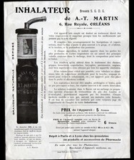 ORLEANS (45) PHARMACEUTICALS / INHALER "A.T. MARTIN" Tract en 1906
