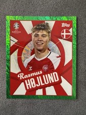 Sticker Topps Euro 2024 – Rasmus Højlund – DEN PTW – Green Parallel – SUPER RARE