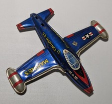 Vintage U.S. Marine Tin Stamped Airplane Toy - Incomplete