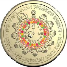 Women's Weekly Birthday Cake Book Two Dollar $2 Coloured Coin Australia - CIRC