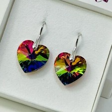 925 Silver Heart Earring Jewellery Vitrail M Made With Austrian Crystals