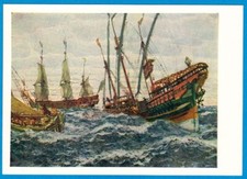 E.Lanceray (Lancere) 1963 Russian postcard SHIPS from time of PETER THE GREAT