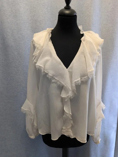 Blouse zara blanche volants - blouse,
