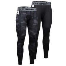Lot de 2 Pantalons de Compression Homme Longs et Respirants Leggings de Sport...