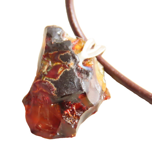 Ambre rouge monté argent 925