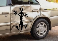 Autocollant Coyote Cartoon, fun , humour, cache bosse, stickers voiture
