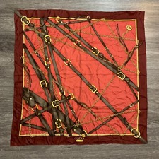 Womens Gucci Silk Antique Ruby Relia Print Foulard Shawl Scarf GGSH110