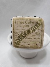 Vintage Black Glass Head Toilet Pins Large Cube 100 Pins Made in Germany