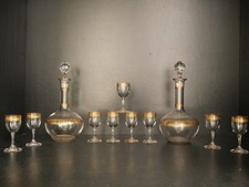 Baccarat or Saint Louis Gold Powered Crystal Glass Carafe Liquor Service