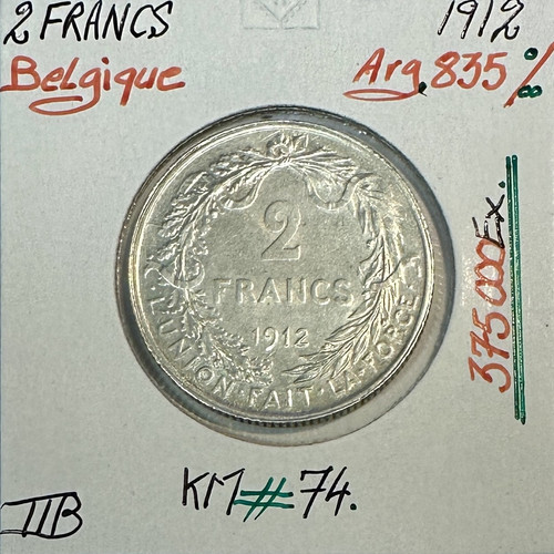 Belgique francs 1912 - francs,