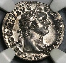 92 NGC AU Domitian Roman Empire Denarius Minerva Thunderbolt 4/5 5/5 (25100402C)