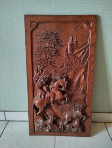 Tableau bois chêne - bois, sculté