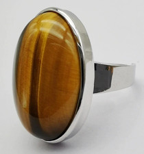Bague Oeil de tigre, Réglable, en pierre Naturelle, pour toutes tailles de doigt