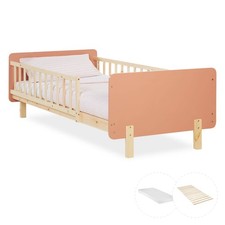 Lit d'enfant 90x200 en bois de pin cadre lit rouge bébé avec matelas Homestyle4u