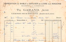 1931 EXPEDITION DE SABLE ET GRAVIER DE LOIRE SUR WAGONS TH GARAND AINE A VERN