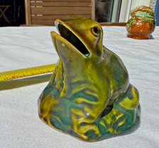 Tirelire ancienne Onnaing grenouille majolique ~1890 / Majolica Frog Money Box