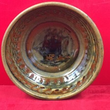 Céramique Contemporaine grès vernissé grand bol à identifier H 7  x D 18 cm