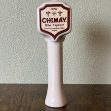 VINTAGE 3-SIDED TOP "CHIMAY BIERE TRAPPISTE" CERAMIC SHORT BEER TAP HANDLE (8")