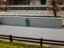 ho lot 4 murs pierre gris jardin parc 1/87 décor train maquette 56 clôture béton