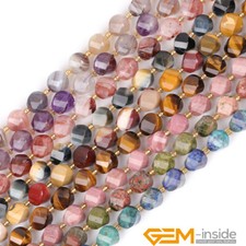 Natural Assorted Twist Faceted Gemstone Charms Loose Beads for Jewelry Making YB