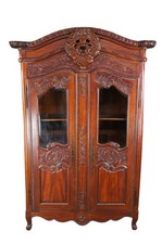 French Provincial Louis XV Mahogany Wedding Armoire Wardrobe Display Cabinet 85"