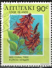 Aitutaki Islands Red Coral Tree Erithrina stamp 1978