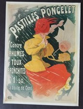 Jules Cheret "Pastilles Poncelet"  Poster Print offset Lithograph 1968-70