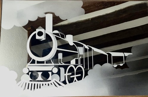 Miroir gravé locomotive - miroir,