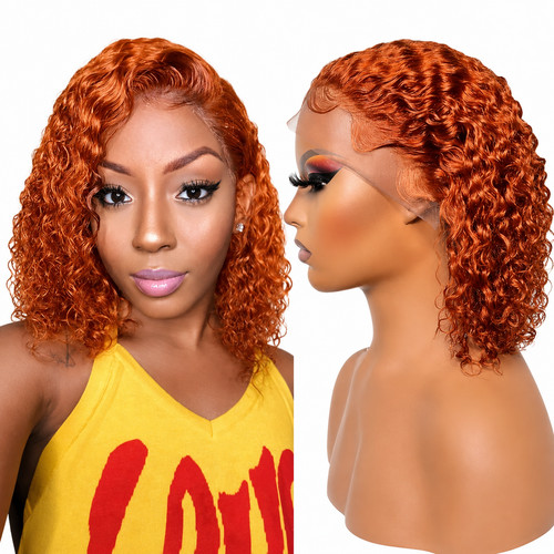 Ginger curly bob wig - ginger, human