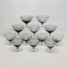 12 Vintage Grey Smoked Blown Crystal Ice Cream Dessert Cups