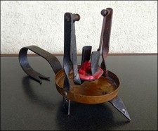 OLD ROCKING CANDLE HOLDER CELLAR RAT WROUGHT IRON COPPER OBJECT WINE CELLAR 19th century