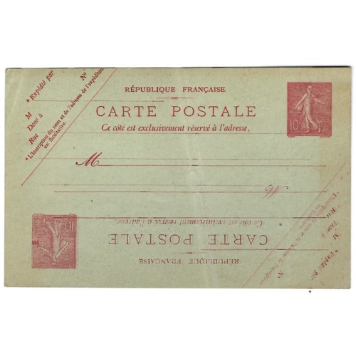 Carte postale 10c semeuse - postale,