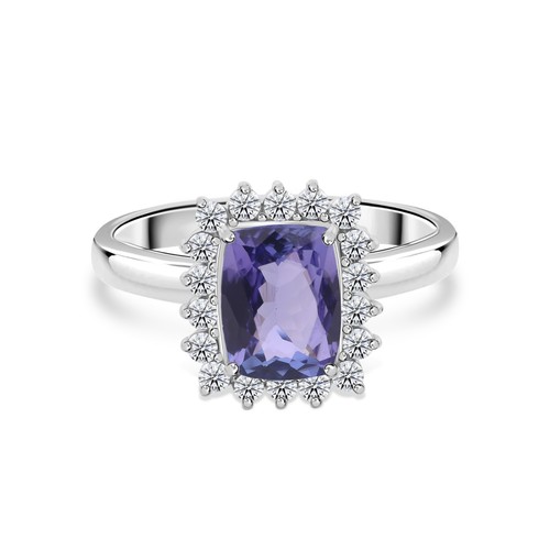 Bague halo tanzanite diamant