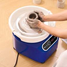 VEVOR Roue de Poterie Tour de Potier 280 mm 450 W avec Pédale et Tablier Bleu