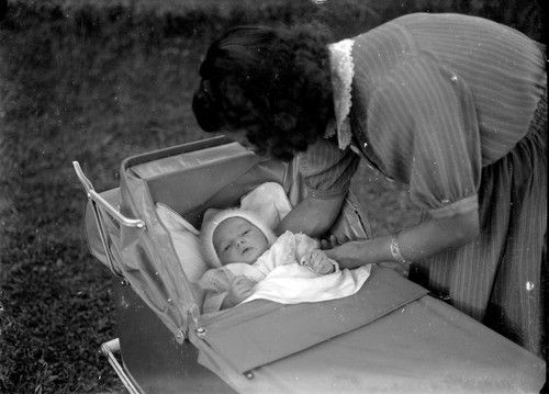 Young woman pram - pram, baby