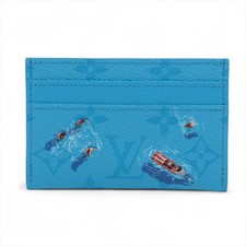 Louis Vuitton Monogram Porte Cartes Double M14862 lagoon blue Card Case responsi