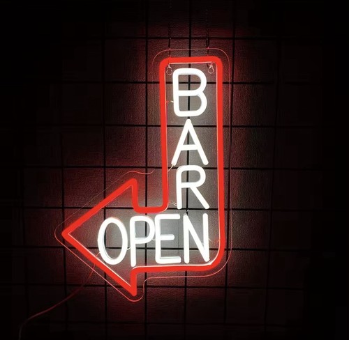 Enseigne led néon bar open - led,