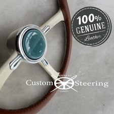 Pour Nissan Figaro 1989-1991 Luxe Marron Véritable Housse Volant Cuir