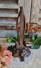 ANCIEN PIED DE LAMPE EN FER FORGE DECOR  FEUILLE CHENE ET GLAND