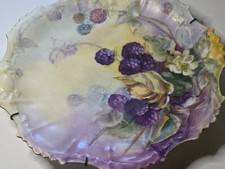 Antique Limoges Hand painted Plate Blackberries Make France Gold Trim