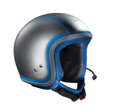 Casque Jet Original Vespa Électrique Système Bluetooth Tech Argent/Bleu