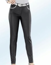 Pantalon stretch 5 poches brillant élastique bengaline feuilleté noir...