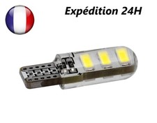 4x Ampoules LED BLANC T10 W5W 12V 5W 7000K 6 mm silicone