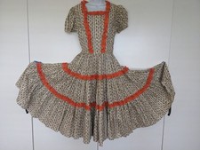 Vintage Handmade Tiered ruffle cottagecore prairie floral square dancing dress