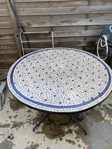 Table mosaique fer forgé - et, +
