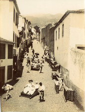 Portugal, Madeira, Wicker Sledge, Traditional Street Descent Vintage Citra