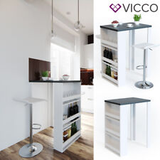 Vicco Table de bar avec étagère et compartiments table de café Blanc, Anthracite