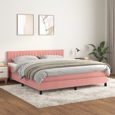 Sommier à Lattes de Lit avec Matelas Rembourré Rose 180x200 cm Velours vidaXL